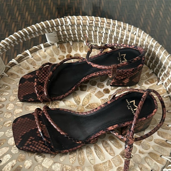 MARC FISHER Womens Brown Snakeskin Ankle Strap Buckle Leather Slingback Sandal - Picture 7 of 12